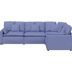 vidaXL modulsofa med hynder stof jeansblå