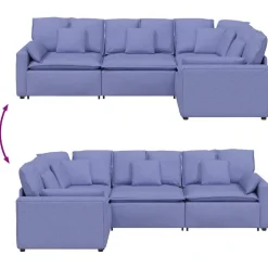 vidaXL modulsofa med hynder stof jeansblå