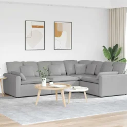vidaXL modulsofa med hynder stof skygrå