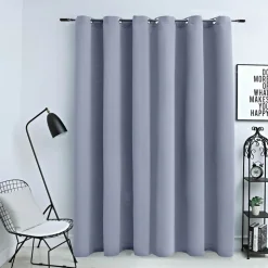 vidaXL mørklægningsgardin med metalringe 290 x 245 cm grå