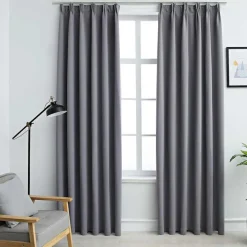 vidaXL mørklægningsgardiner med kroge 2 stk. 140 x 175 cm grå