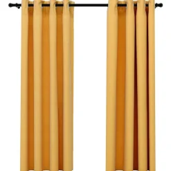 vidaXL mørklægningsgardiner med øjer 2 stk. hør-look 140x175 cm gul