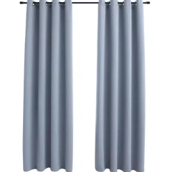 vidaXL mørklægningsgardiner 2 stk. med metalringe 140 x 175 cm grå