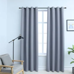 vidaXL mørklægningsgardiner 2 stk. med metalringe 140 x 175 cm grå