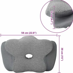 vidaXL Nakkepude Grå Memory Skum 58 x 38 x 12 cm