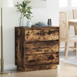 vidaXL Natskab med skuffe Røget eg 71 x 34,5 x 75 cm Konstrueret træ