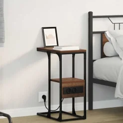 vidaXL Natskab med skuffe Brun eg 41.5 x 26 x 60.5 cm Konstrueret træ
