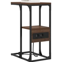vidaXL Natskab med skuffe Brun eg 41.5 x 26 x 60.5 cm Konstrueret træ