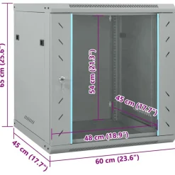 vidaXL Netværksskab med opbevaring Grå 60 x 45 x 65 cm Stål