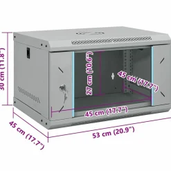 vidaXL Netværksskab med opbevaring Grå 53 x 45 x 30 cm Stål