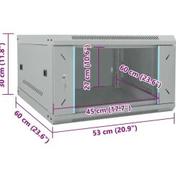 vidaXL Netværksskab med opbevaring Grå 53 x 60 x 30 cm Stål