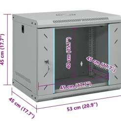 vidaXL Netværksskab med opbevaring Grå 53 x 45 x 45 cm Stål