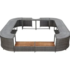vidaXL omkrans til spabad 268x268x55 cm polyrattan grå