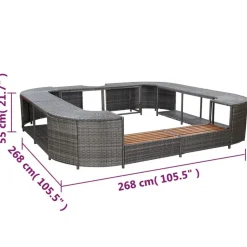 vidaXL omkrans til spabad 268x268x55 cm polyrattan grå