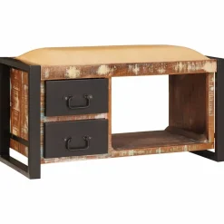 vidaXL Opbevaringsbænk Flerfarvet 80 x 35 x 40 cm Massivt genbrugstræ