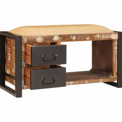 vidaXL Opbevaringsbænk Flerfarvet 80 x 35 x 40 cm Massivt genbrugstræ