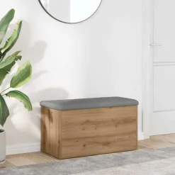 vidaXL opbevaringsbænk håndlavet eg 82x42x45 cm konstrueret træ