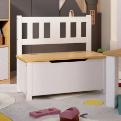 vidaXL opbevaringsbænk til børn 60x30x55 cm MDF hvid og beige