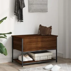 vidaXL opbevaringsbænk 70x42,5x47 cm konstrueret træ brun egetræsfarve