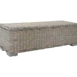 vidaXL opbevaringsboks 110 cm naturlig kubu-rattan massivt mahogni grå