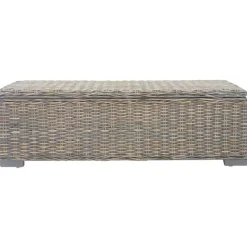 vidaXL opbevaringsboks 110 cm naturlig kubu-rattan massivt mahogni grå