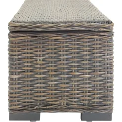 vidaXL opbevaringsboks 110 cm naturlig kubu-rattan massivt mahogni grå