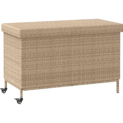 vidaXL opbevaringsboks med hjul 110x55x73 cm polyrattan beige