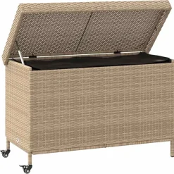 vidaXL opbevaringsboks med hjul 110x55x73 cm polyrattan beige