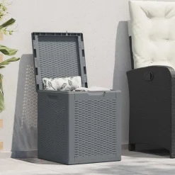 vidaXL opbevaringsboks til haven 90 l polyrattan grå