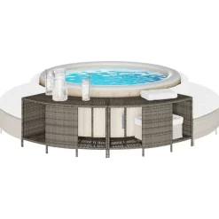 vidaXL opbevaringshylder til spabad 2 stk. polyrattan grå