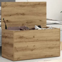 vidaXL opbevaringskasse 84x42x46 cm konstrueret træ kunsteg