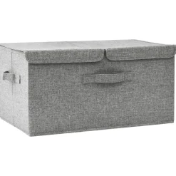 vidaXL opbevaringskasse 50x30x25 cm stof grå