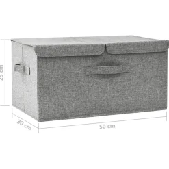 vidaXL opbevaringskasse 50x30x25 cm stof grå