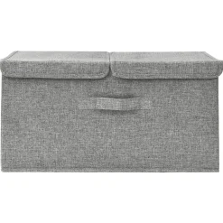 vidaXL opbevaringskasse 50x30x25 cm stof grå