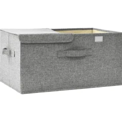 vidaXL opbevaringskasse 50x30x25 cm stof grå