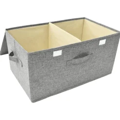vidaXL opbevaringskasse 50x30x25 cm stof grå