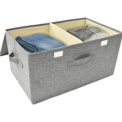 vidaXL opbevaringskasse 50x30x25 cm stof grå
