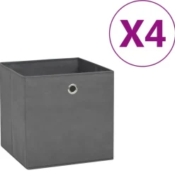 vidaXL opbevaringskasser 4 stk. ikke-vævet stof 28x28x28 cm grå