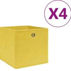 vidaXL opbevaringskasser 4 stk. ikke-vævet stof 28x28x28 cm gul