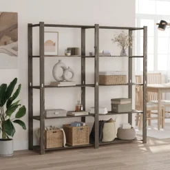vidaXL opbevaringsreol 5 hylder 70x38x170 cm massivt fyrretræ grå