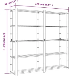 vidaXL opbevaringsreol 5 hylder 70x38x170 cm massivt fyrretræ grå