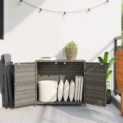 vidaXL opbevaringsskab til haven 83x45x76 cm polyrattan grå