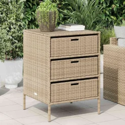 vidaXL opbevaringsskab til haven 55x59x80 cm polyrattan beige