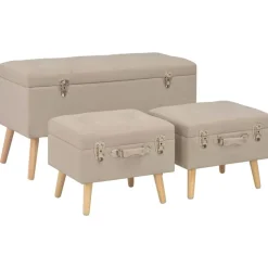 vidaXL opbevaringstaburetter 3 stk. stof beige