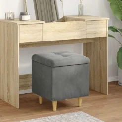 vidaXL Opbevaringstomane med pude Mørkegrå 40 x 40 x 45 cm Fløjl