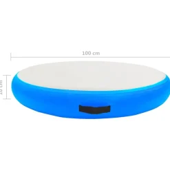 vidaXL oppustelig gymnastikmåtte med pumpe 100x100x10 cm PVC blå