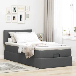 vidaXL osmannisk sengeramme med madras 80x200 cm stof mørkegrå