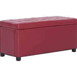 vidaXL ottoman med opbevaring 87,5 cm vinrød kunstlæder