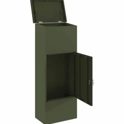 vidaXL Pakke drop boks med dør Olivengrøn 44,5 x 29 x 110,5 cm Stål