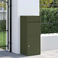 vidaXL Pakke drop boks med opbevaring Olivengrøn 41 x 38 x 103 cm Stål